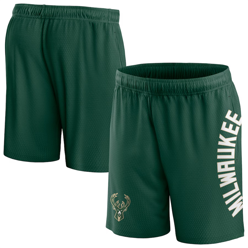 Men's Milwaukee Bucks Green Post Up Mesh Shorts(Run Small) Men's Milwaukee Bucks Green Post Up Mesh Shorts(Run Small)